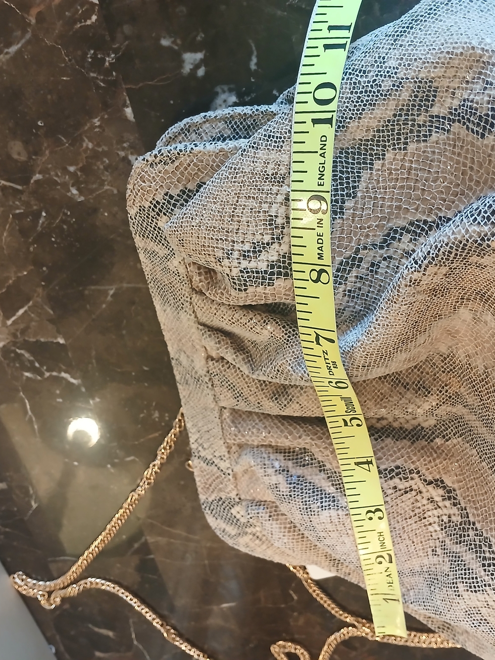 Urban Expressions Vegan Snake-Print Crossbody in Beige and Black with Gold Chain - Picture 11 of 14